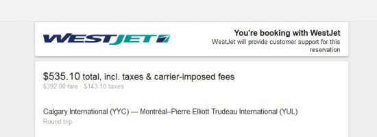 booking with westjet