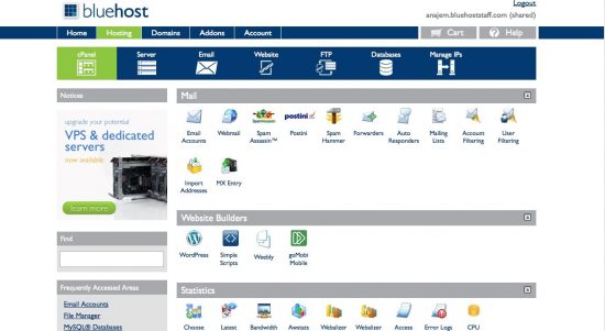 Bluehost cPanel wordpress